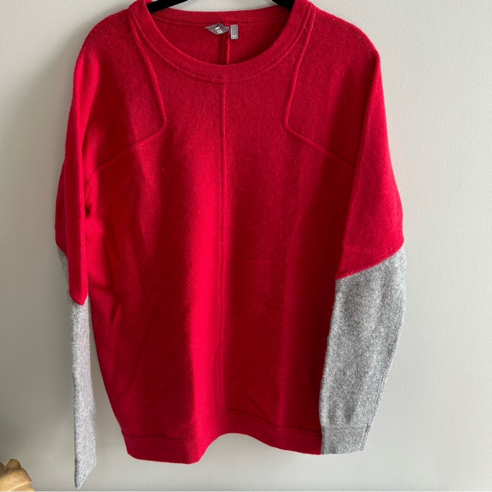 Red and Gray 100% Cashmere Sweater